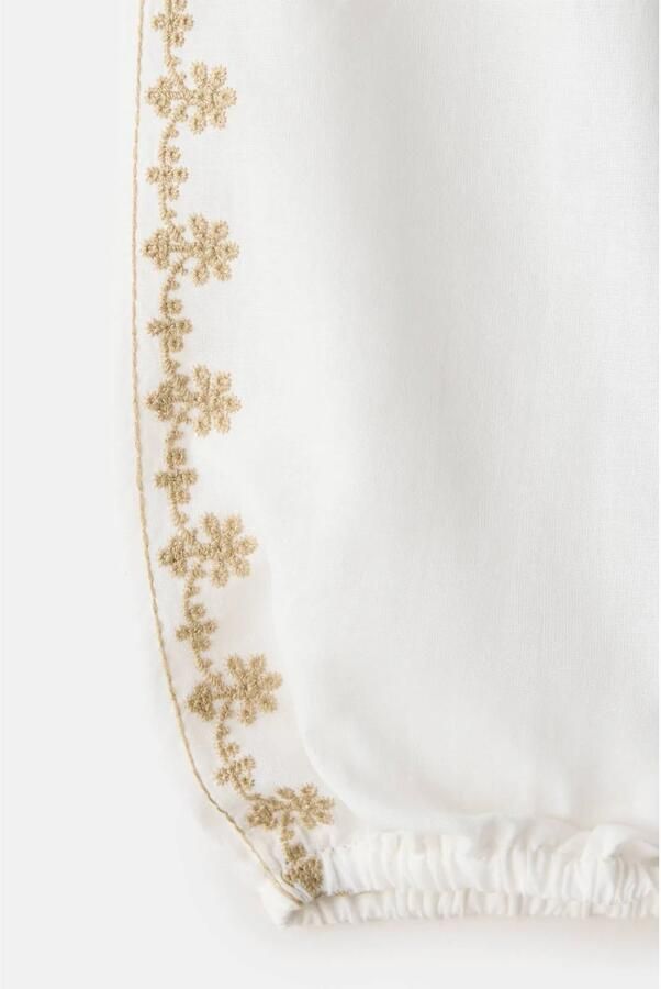 Mango Kids blousetop met borduursels wit Meisjes Katoen Ronde hals Effen - Foto 2