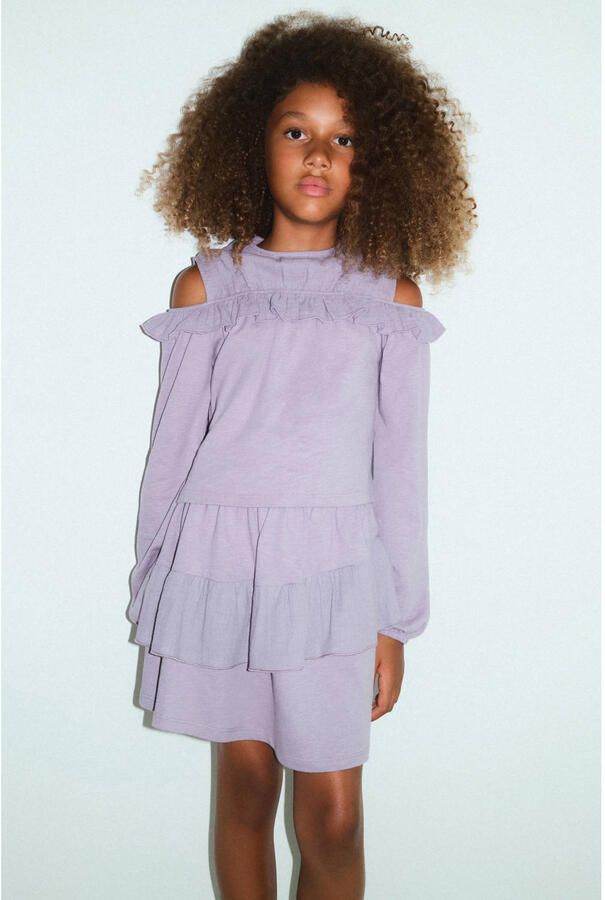 Mango Kids blousetop met open schouders en ruches lila