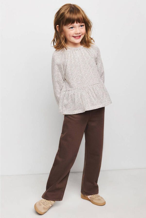 Mango Kids blousetop met ruches en stippen wit