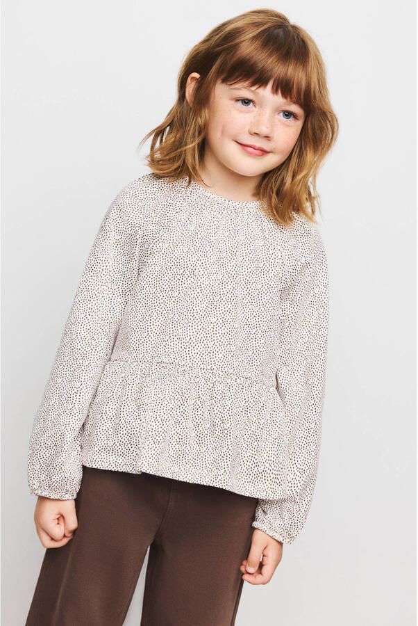 Mango Kids blousetop met ruches en stippen wit - Foto 3