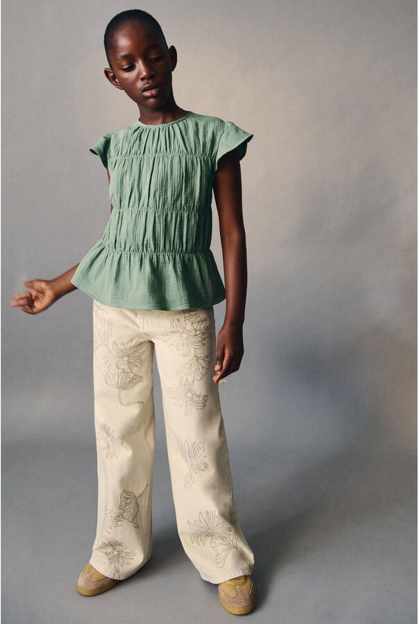 Mango Kids blousetop met ruches groen