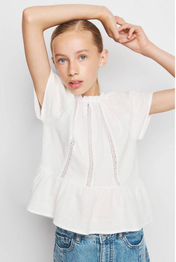 Mango Kids blousetop met ruches wit