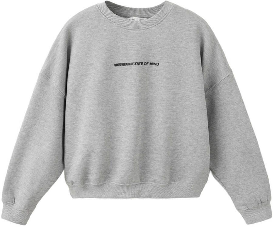 Mango Kids boxy sweater met tekst grijs