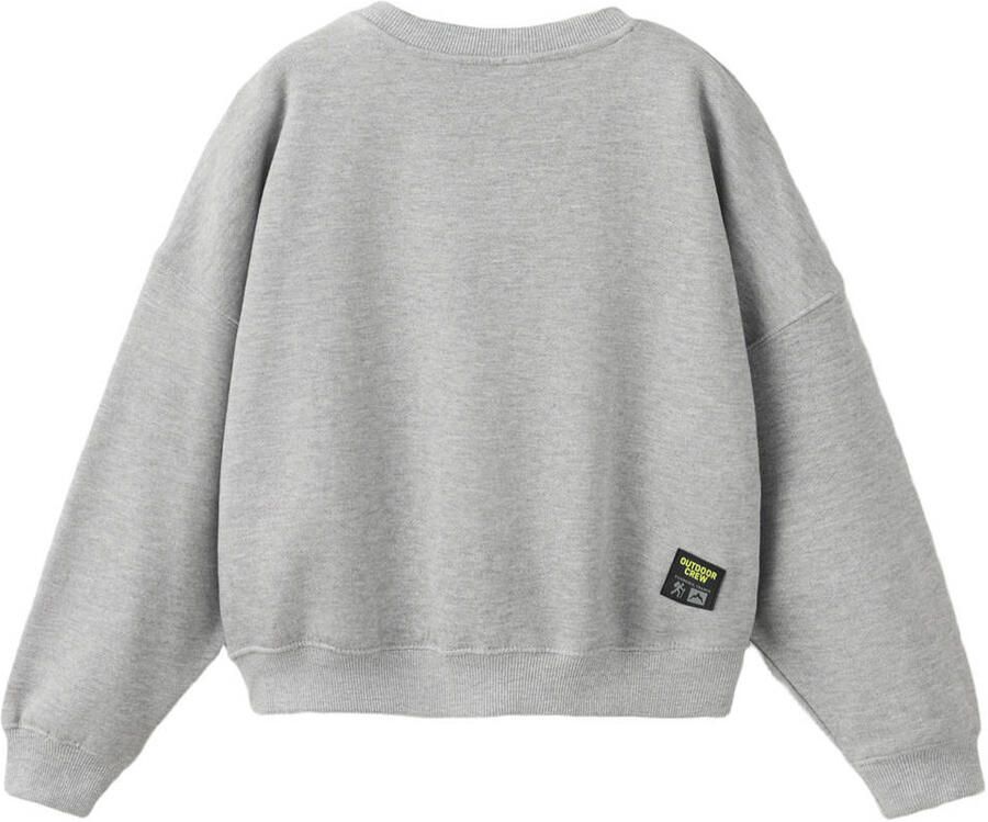 Mango Kids boxy sweater met tekst grijs - Foto 2