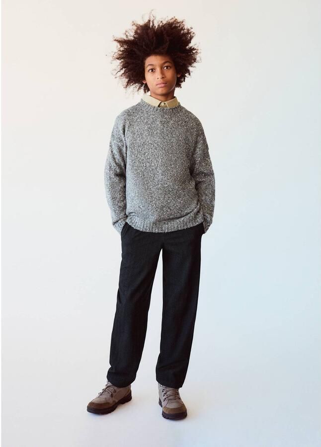 Mango Kids broek antraciet Grijs Jongens Viscose Effen