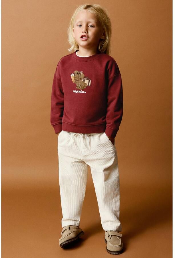 Mango Kids broek met corduroy details beige