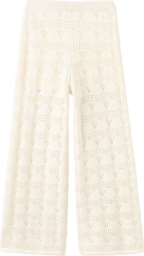 Mango Kids casual broek met ingebreid patroon ecru