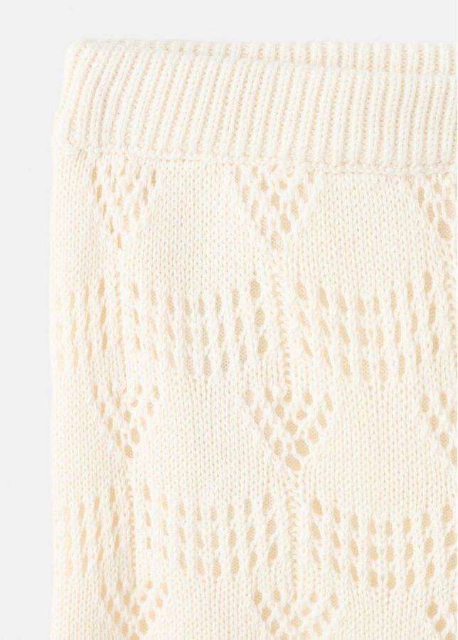 Mango Kids casual broek met ingebreid patroon ecru - Foto 2
