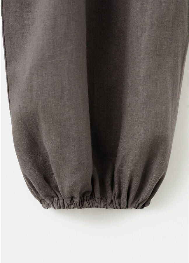 Mango Kids casual broek met linnen donkerbruin - Foto 2