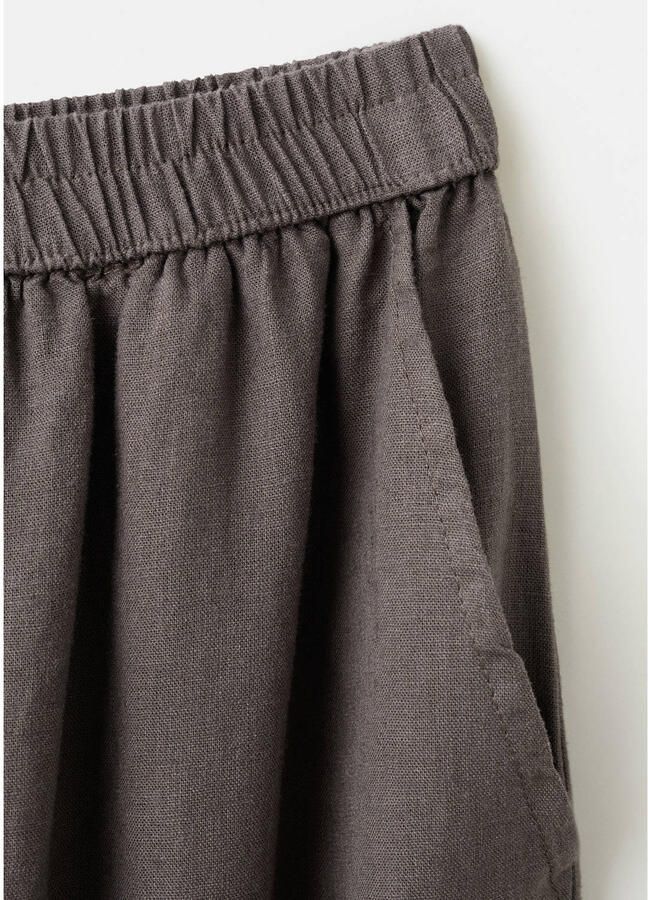 Mango Kids casual broek met linnen donkerbruin - Foto 3