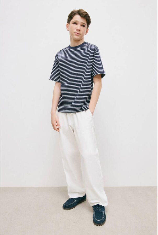 Mango Kids casual broek met linnen wit