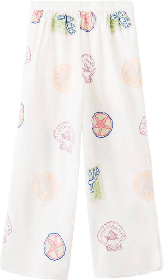 Mango Kids casual broek met linnen wit multicolor - Foto 3
