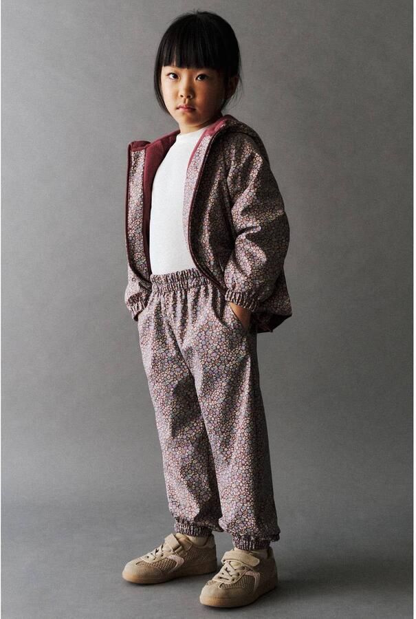 Mango Kids casual gebloemde broek donkerrood lila geel