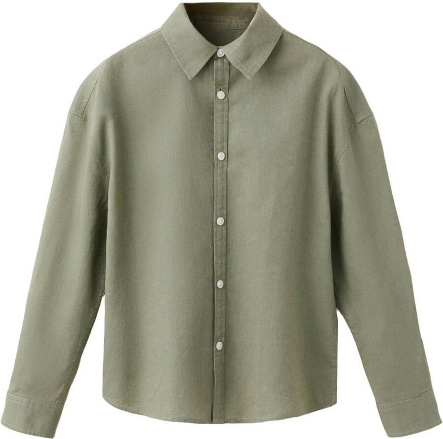 Mango Kids casual overhemd met linnen kaki
