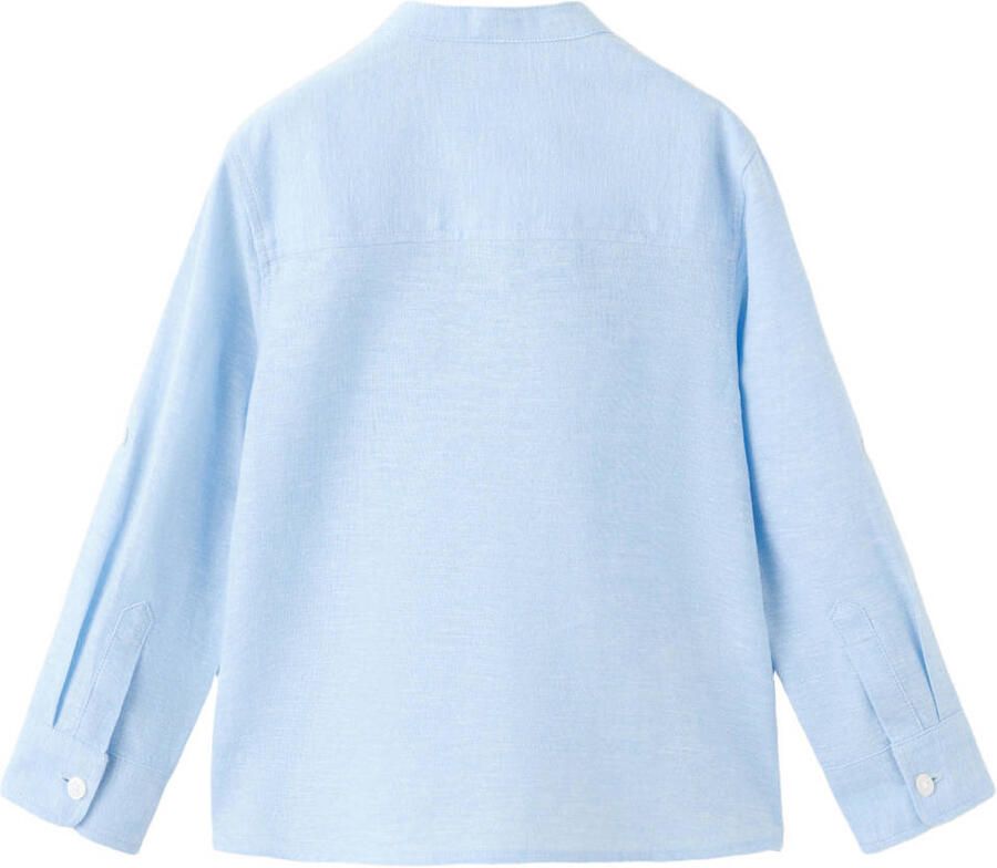 Mango Kids casual overhemd met linnen lichtblauw - Foto 2