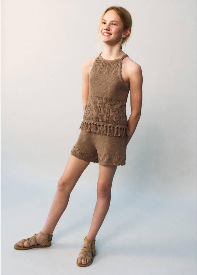 Mango Kids casual short broderie bruin