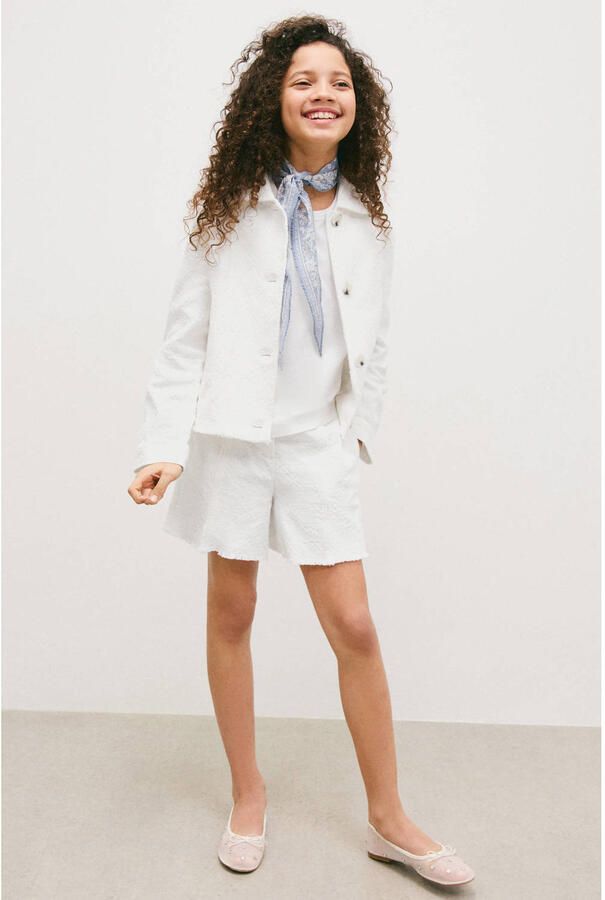 Mango Kids casual short met textuur wit