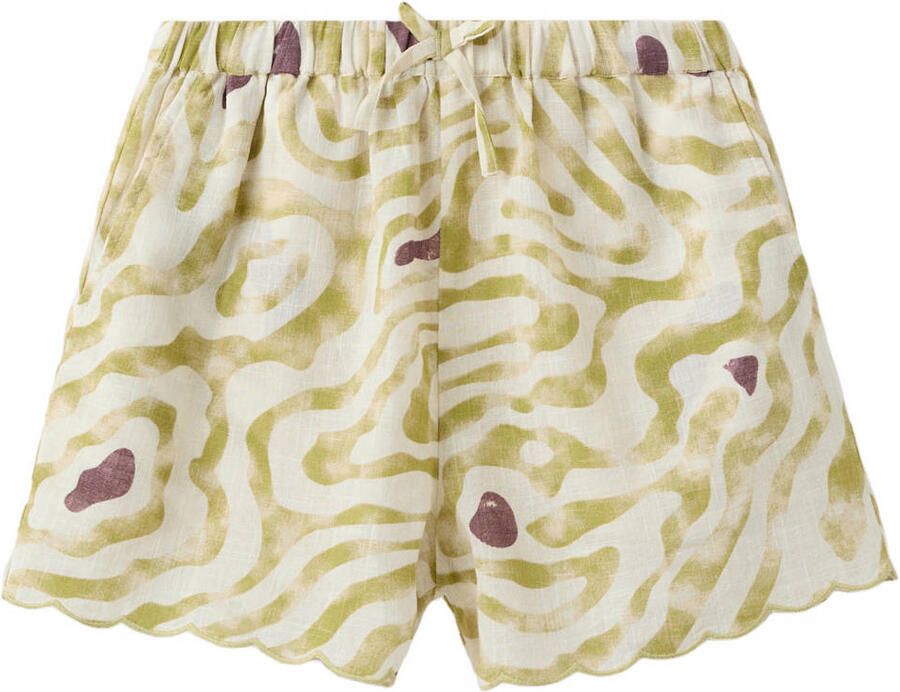 Mango Kids casual short met zebraprint lichtgroen