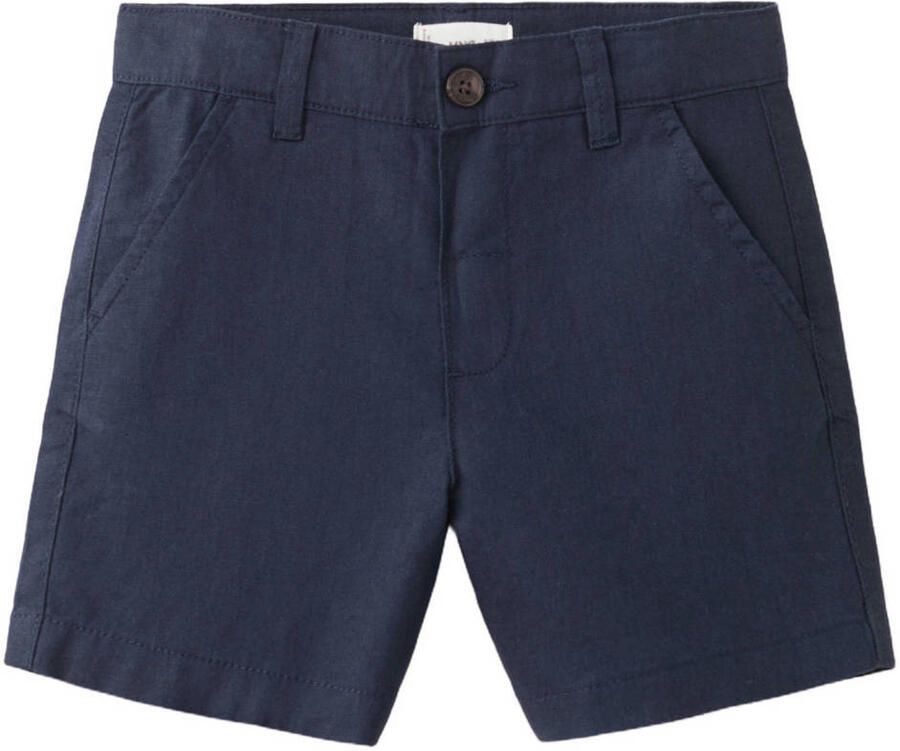 Mango Kids chino short met linnen donkerblauw