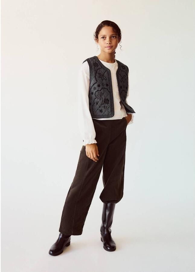 Mango Kids corduroy broek bruin Meisjes Katoen Effen