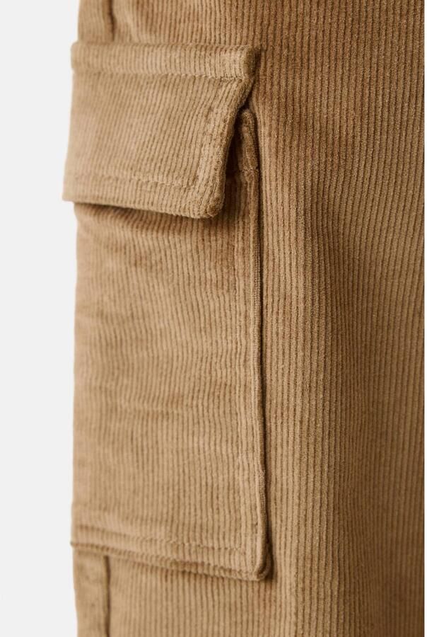 Mango Kids corduroy cargobroek bruin Jongens Katoen Effen - Foto 3