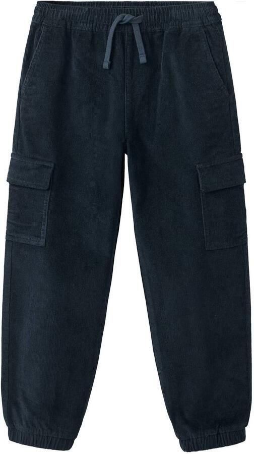 Mango Kids corduroy cargobroek marine Blauw Effen