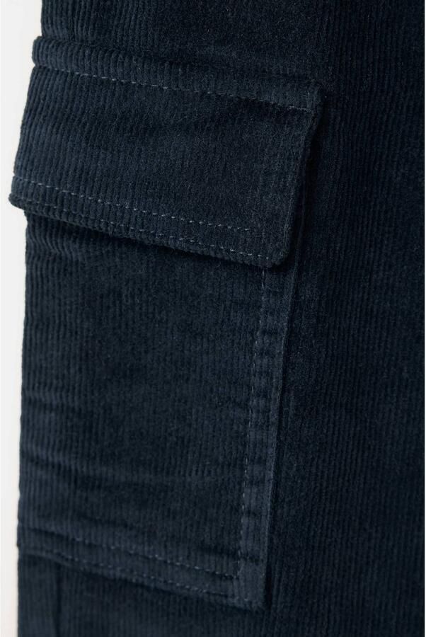 Mango Kids corduroy cargobroek marine Blauw Effen - Foto 2