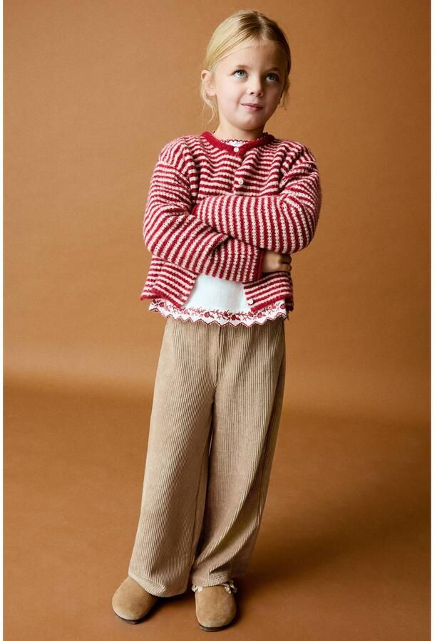 Mango Kids corduroy casual broek beige Effen - Foto 2