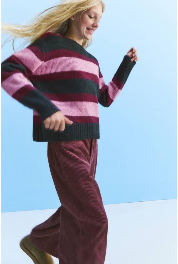 Mango Kids corduroy casual broek bordeauxrood