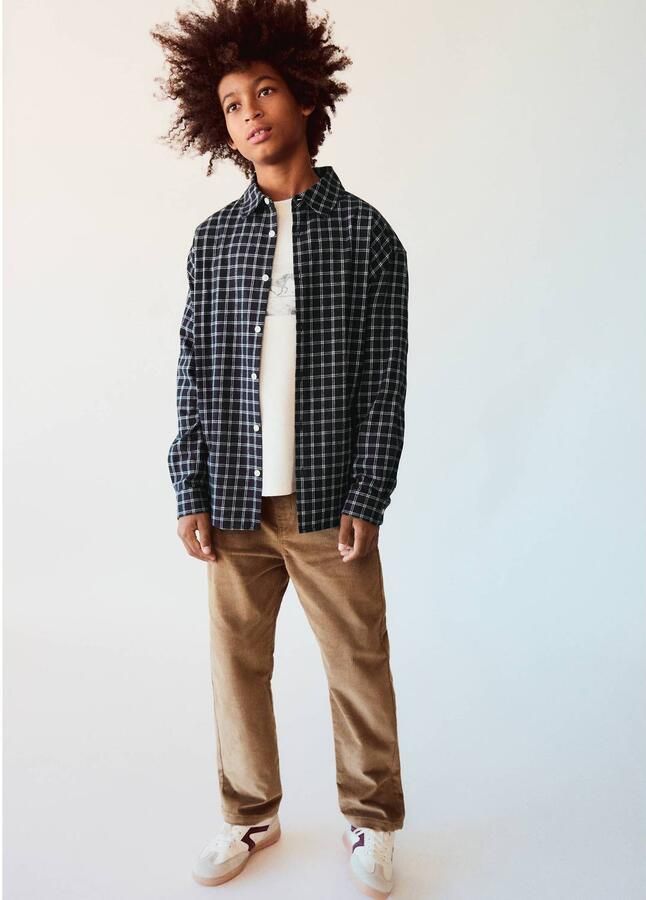 Mango Kids corduroy casual broek bruin Jongens Katoen Effen