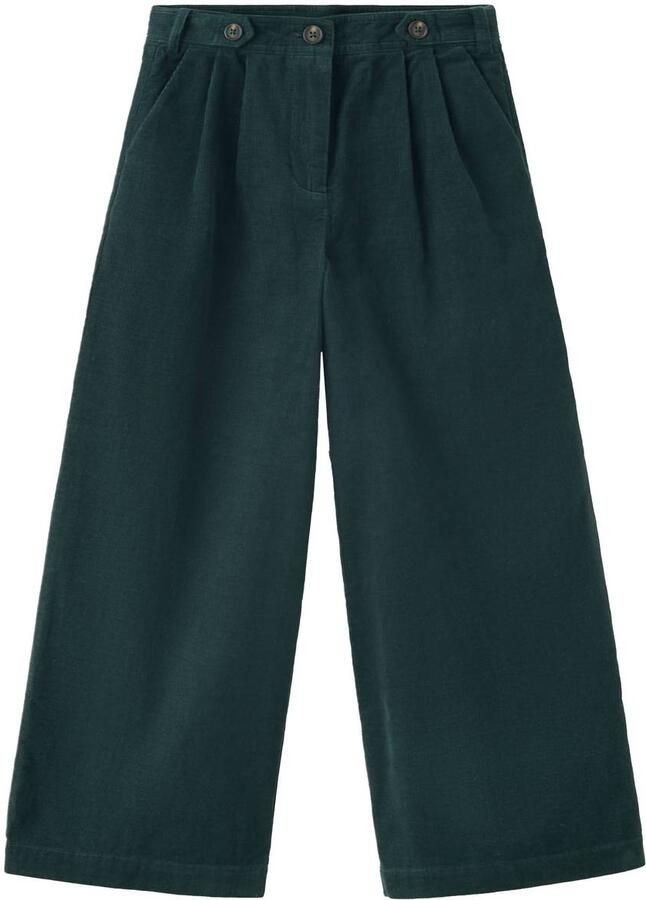 Mango Kids corduroy casual broek donkergroen Effen