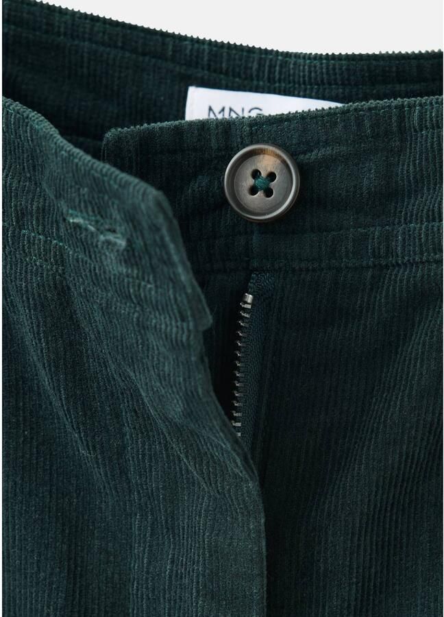 Mango Kids corduroy casual broek donkergroen Effen - Foto 2