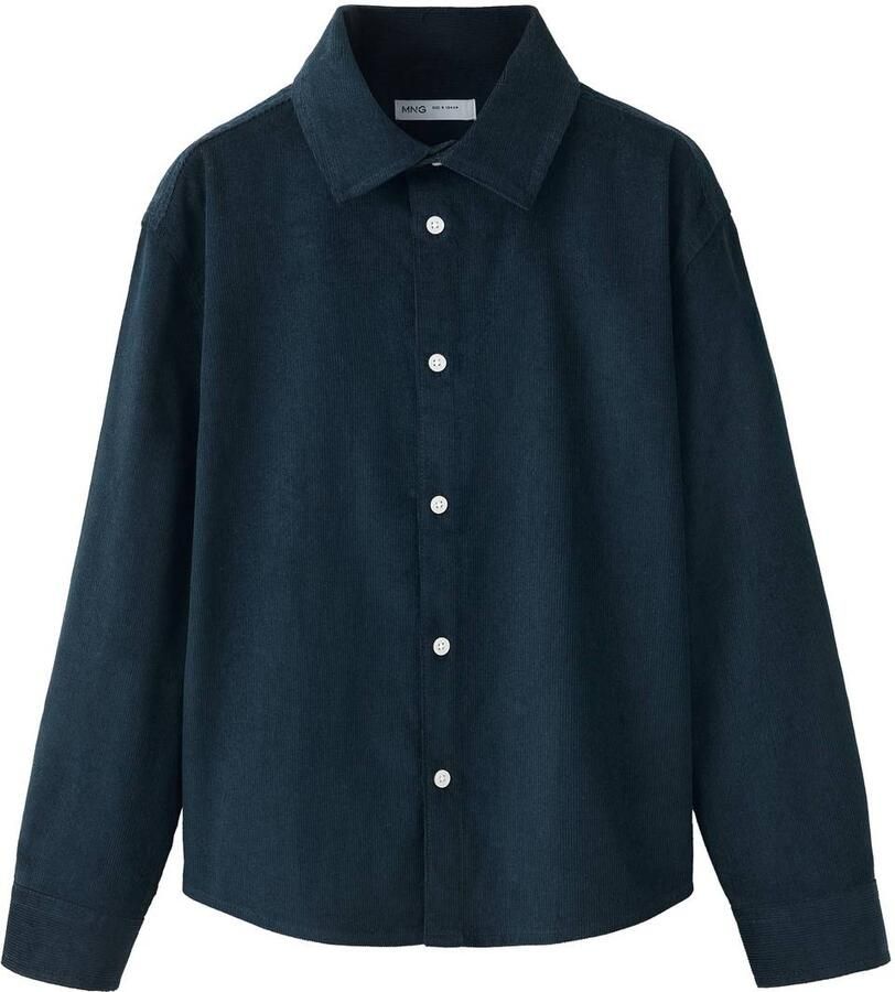Mango Kids corduroy casual overhemd marineblauw Effen