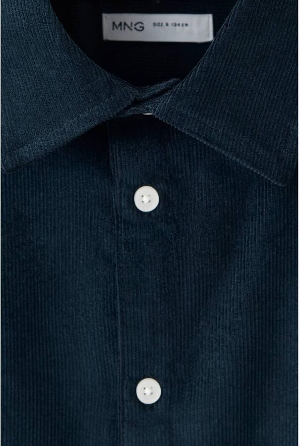 Mango Kids corduroy casual overhemd marineblauw Effen - Foto 3