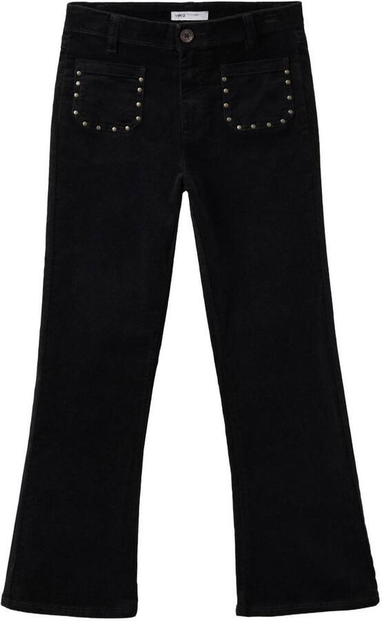 Mango Kids corduroy flared broek met studs zwart