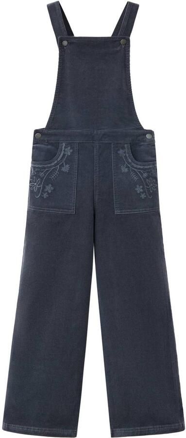 Mango Kids corduroy gebloemde tuinbroek grijs Meisjes Katoen Bloemen