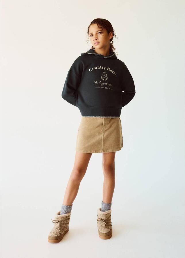 Mango Kids corduroy korte rok beige Meisjes Katoen Effen