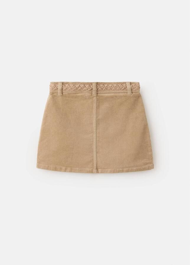 Mango Kids corduroy korte rok beige Meisjes Katoen Effen - Foto 2