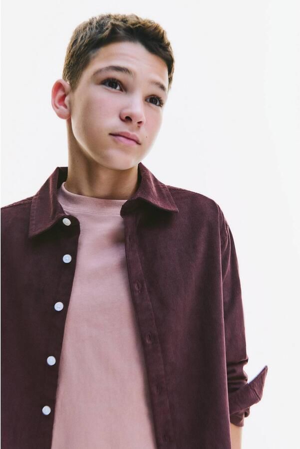 Mango Kids corduroy overhemd donkerrood - Foto 3