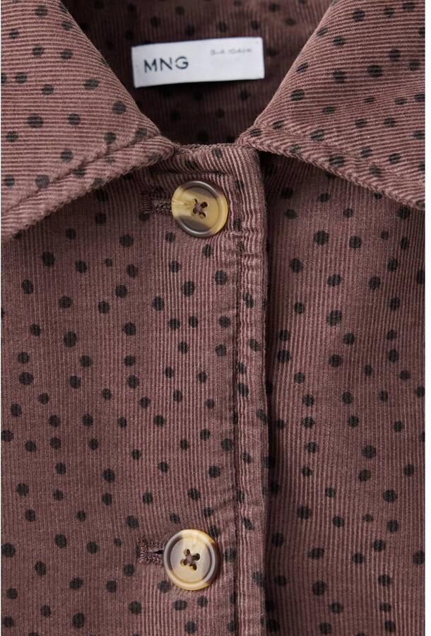 Mango Kids corduroy tussenjas met stippen bruin zwart - Foto 2