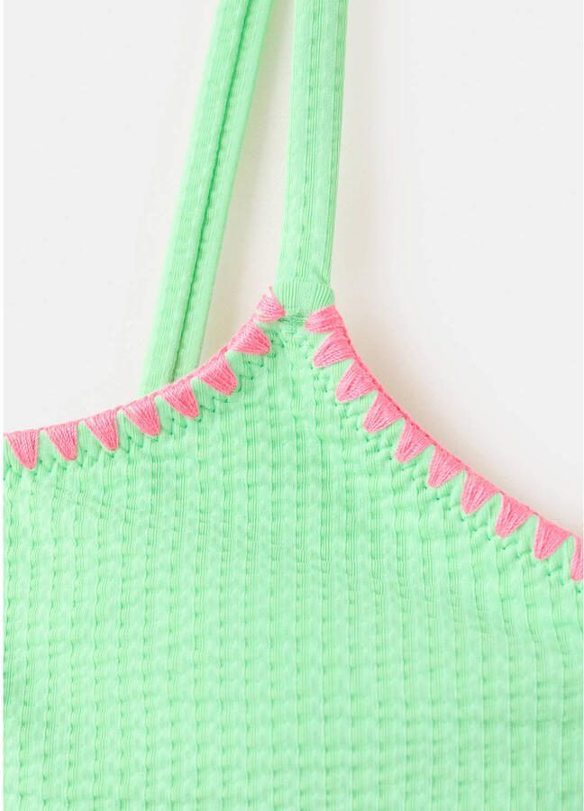 Mango Kids crop bikini limegroen roze - Foto 2