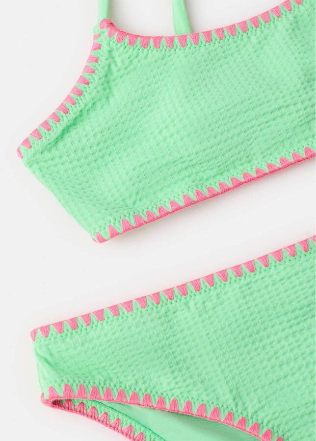 Mango Kids crop bikini limegroen roze - Foto 3