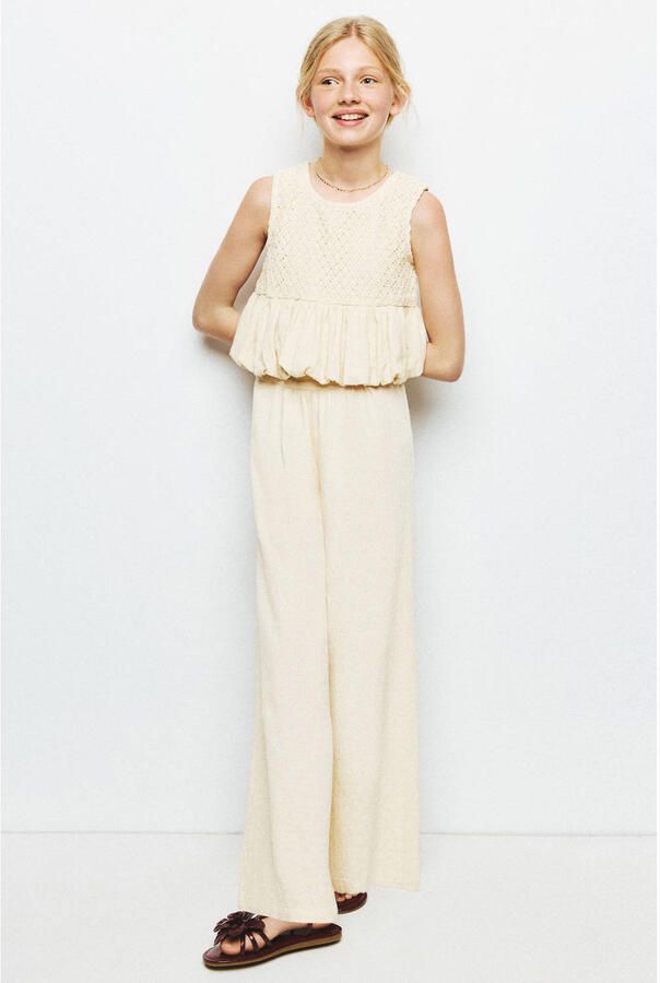 Mango Kids cropped gehaakte top beige