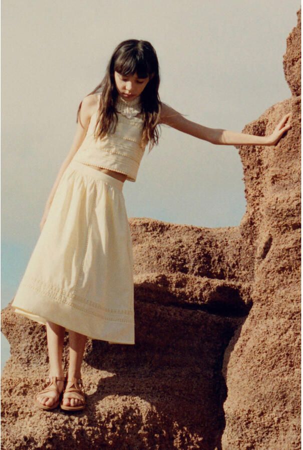 Mango Kids cropped top lichtgeel - Foto 3