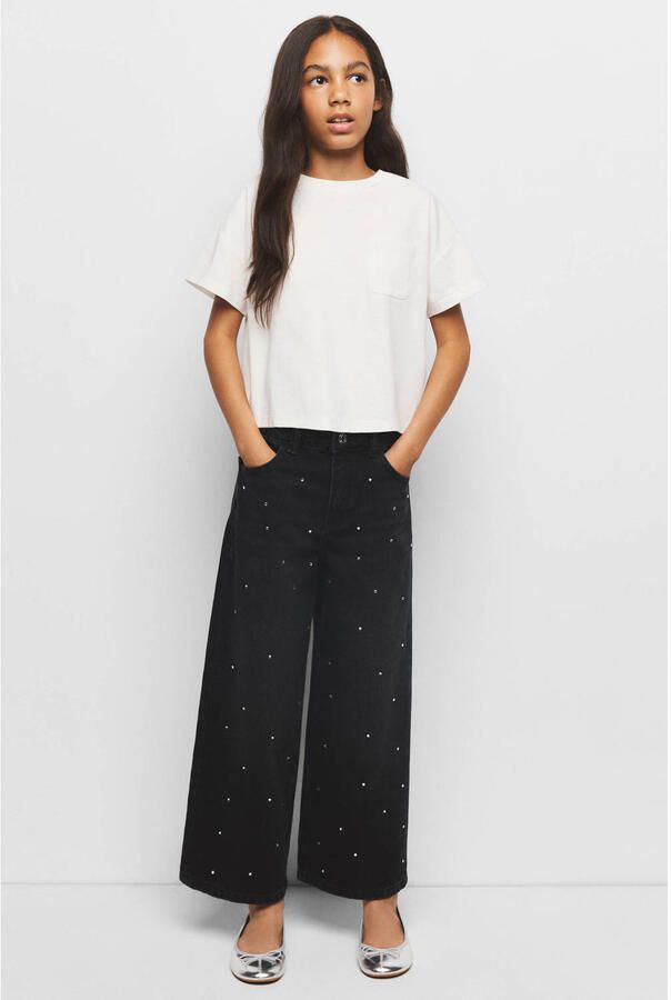 Mango Kids culotte jeans met strass steentjes zwart