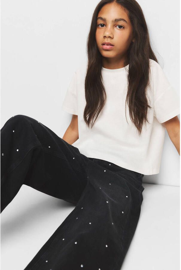 Mango Kids culotte jeans met strass steentjes zwart - Foto 3