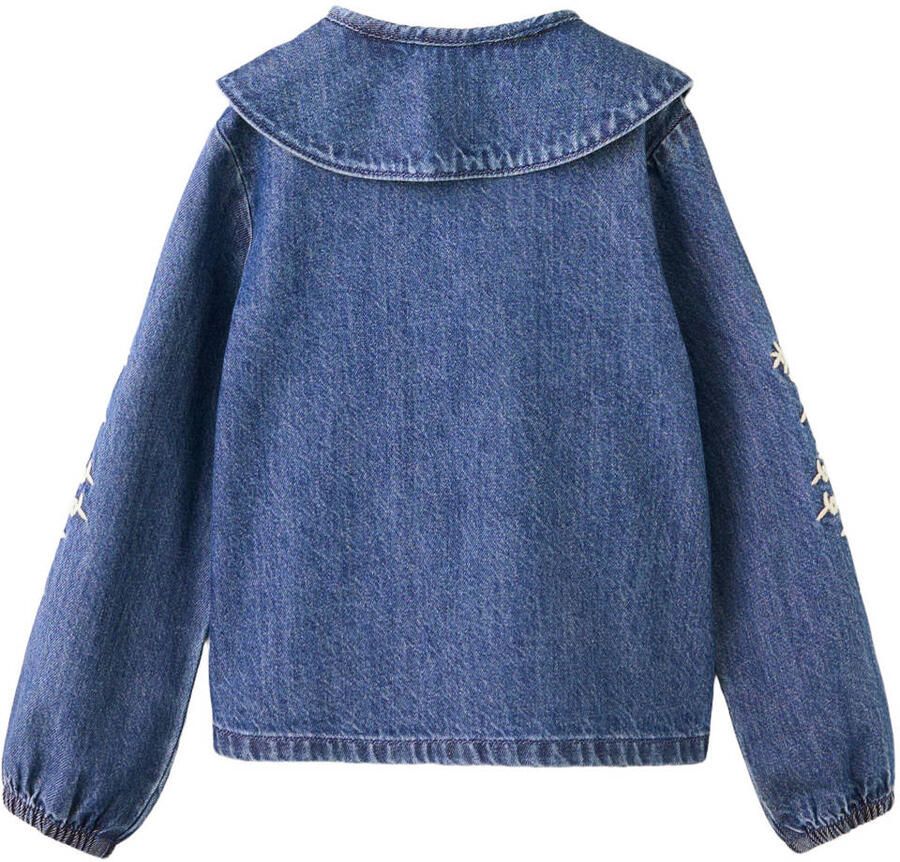 Mango Kids denim blouse met borduursels donkerblauw - Foto 2