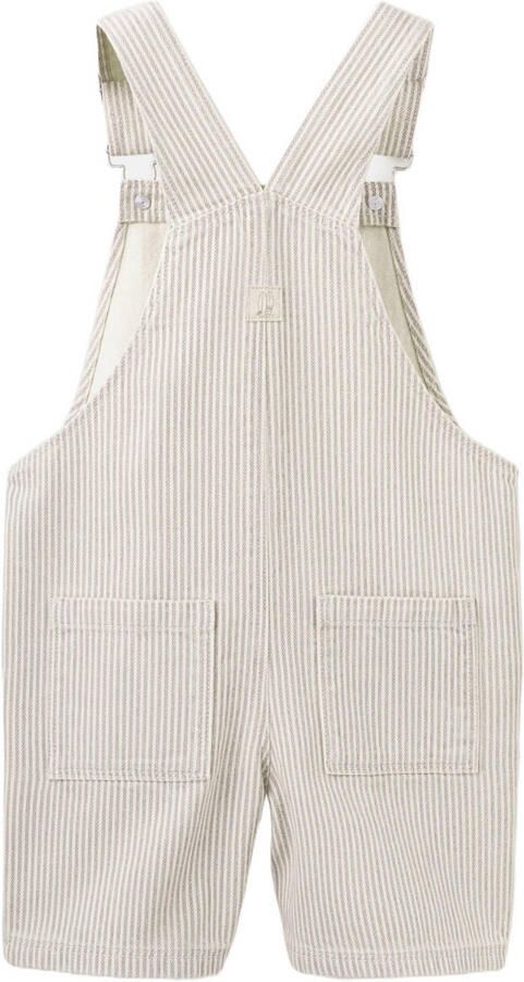 Mango Kids denim gestreepte tuinbroek lichtbruin - Foto 3