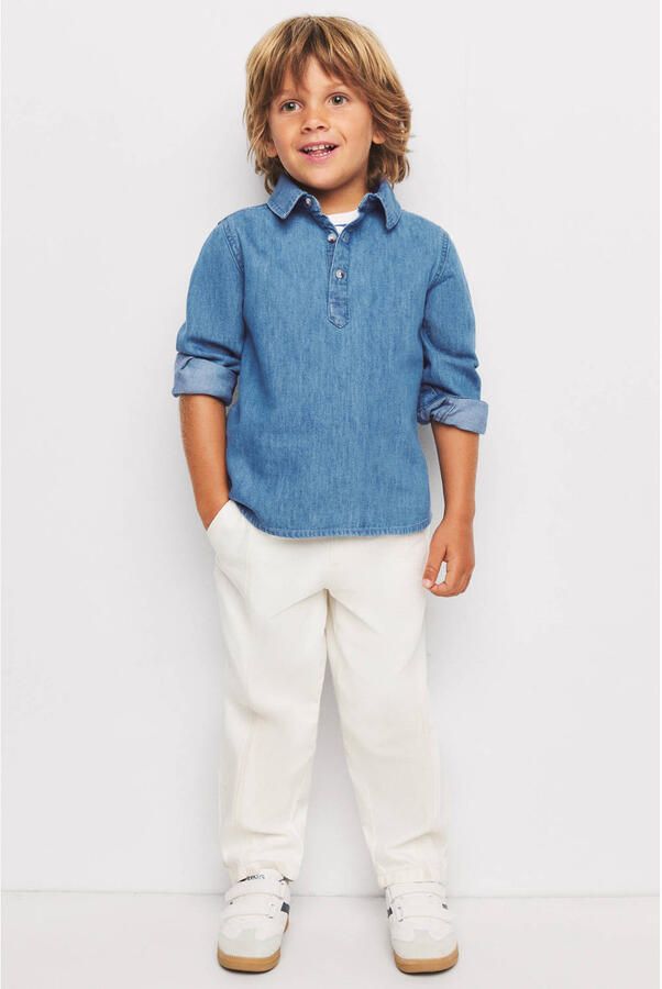 Mango Kids denim overhemd mediumblauw - Foto 3