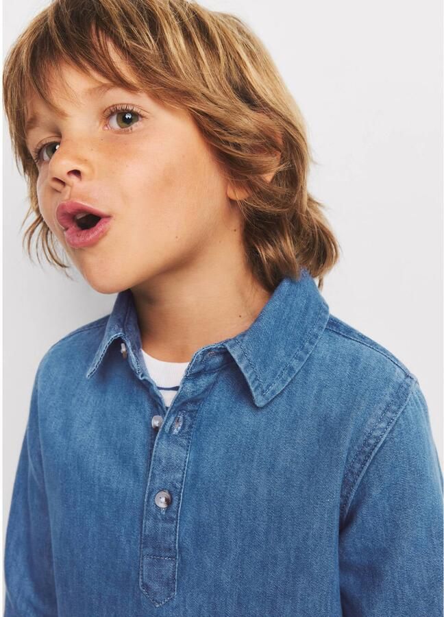 Mango Kids denim overhemd mediumblauw - Foto 2